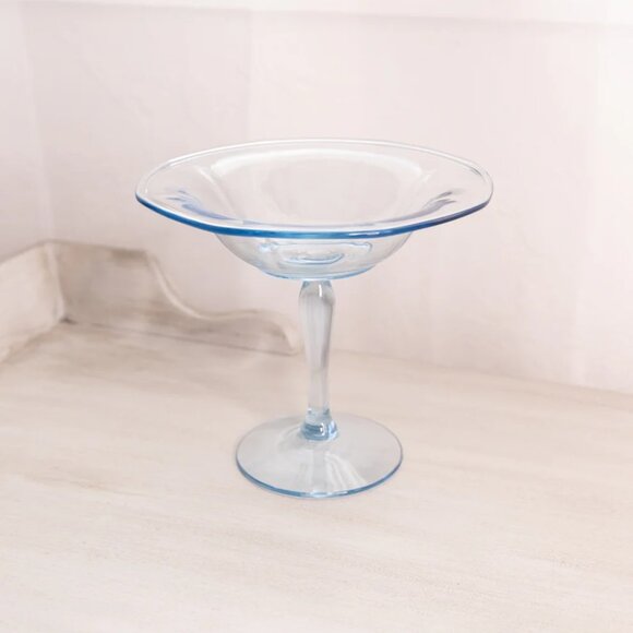 Vintage Fostoria Azure Blue Glass Compote Dish Vintage Glassware - 6.5" Height - Picture 1 of 4